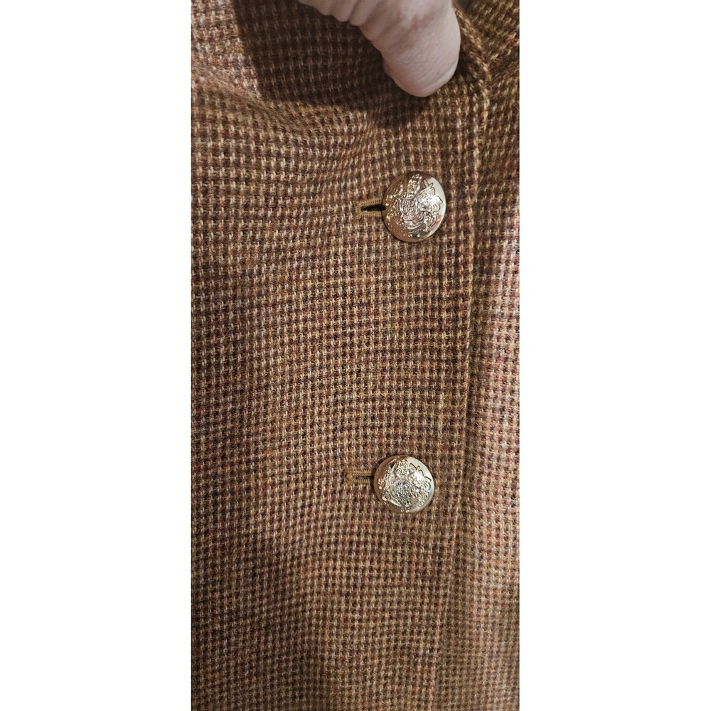 Talbots Petite Blazer 8P Bronze Houndstooth Gold Button Career Jacket 2022 - Picture 4 of 7